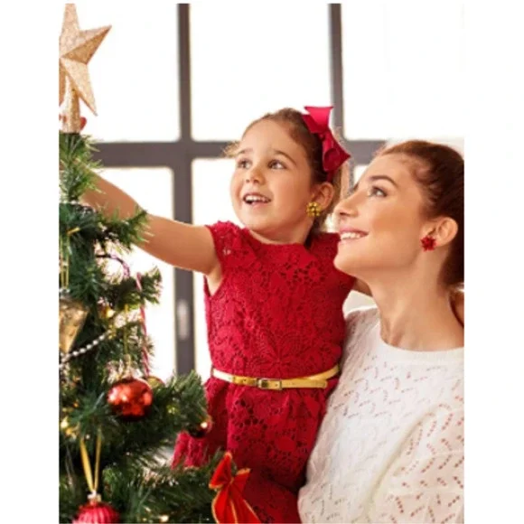 Christmas Bow Earrings Christmas Red Smooth Bow Studs New Shiny Holiday Earrings - Picture 3 of 11